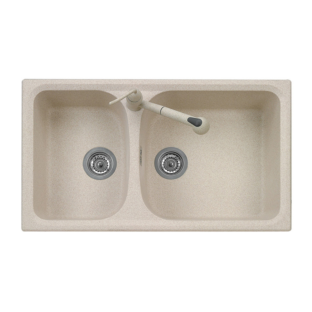 Kitchen Sink|Granite Sink|TELMA Granite|Double basin sink|TG AvenaBlack Matt|MQ Titanium|Sink